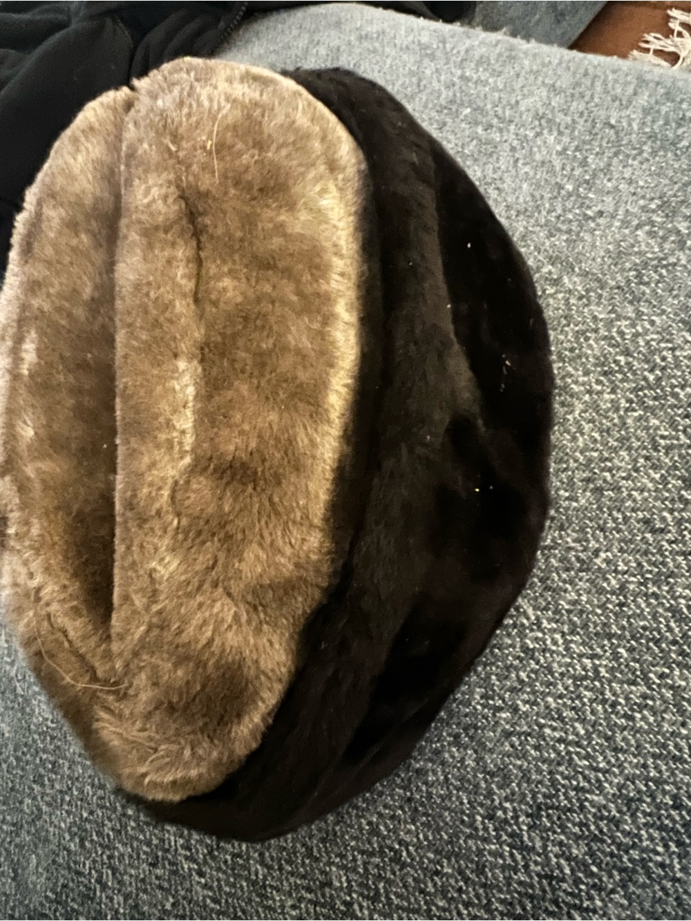 vintage faux-fur winter Cossack-style grey and black hat
